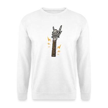 Gitarre Skelett Rock - Unisex Pullover - Weiß - Vorne - Alina (178cm) & Michal (187cm)