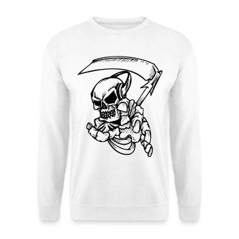 Skelett mit Sense - Unisex Pullover - Weiß - Vorne
