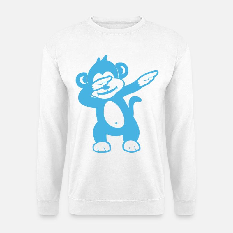 Blue Monkey Maskottchen – Verspieltes Design - Unisex Pullover - Weiß