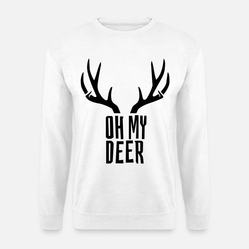 Oh My Deer Geweih Wortspiel Hirsch Humor - Unisex Pullover - Weiß