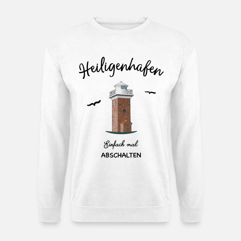 Heiligenhafen Leuchtturm, Abschalten - Unisex Pullover - Weiß