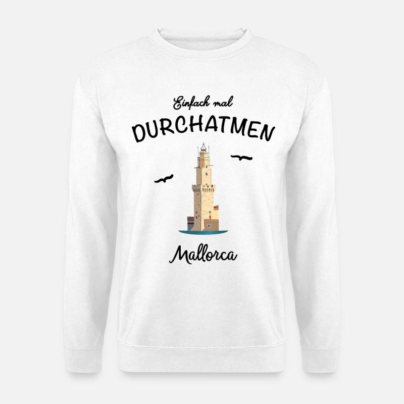 Mallorca, Einfach mal Durchatmen - Unisex Pullover - Weiß