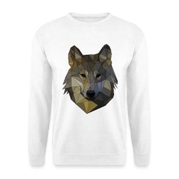 Polygon Wolf dreieckige Mosaik Formen Polyart - Unisex Pullover - Weiß - Vorne