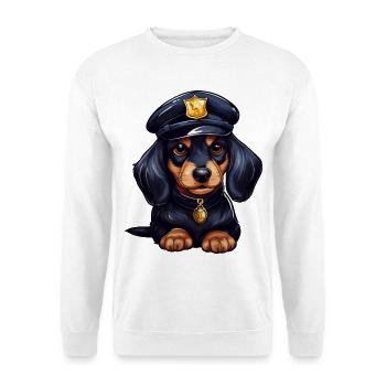 Dackel Polizist - Unisex Pullover - Weiß - Vorne