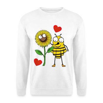 Sonnenblume Herz Biene Bienen Kind Kinder - Unisex Pullover - Weiß - Vorne