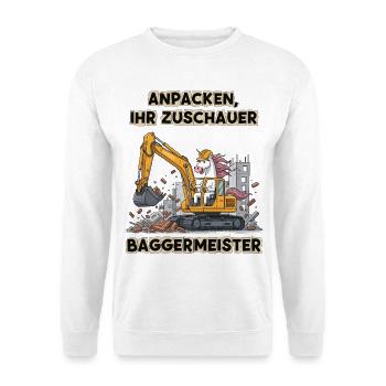 Maître excavatrice licorne - Sweat-shirt Unisexe - blanc - Devant