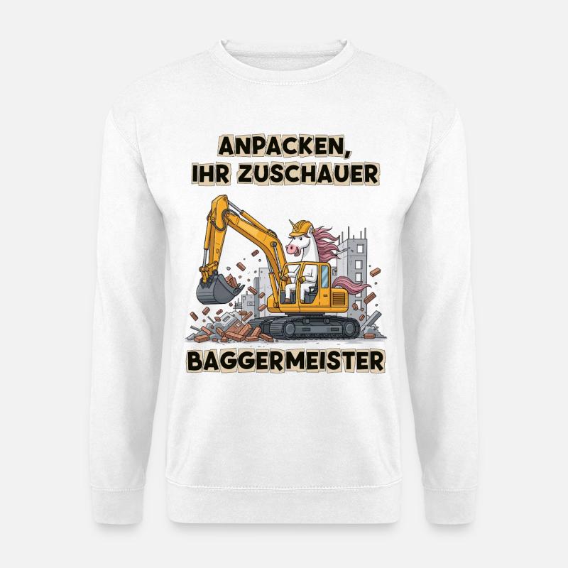 Einhorn Baggermeister - Unisex Pullover - Weiß
