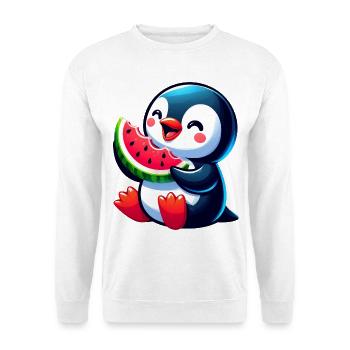 Cute Penguin Melon Watermelon Summer Cartoon - Unisex Sweatshirt - white - Front