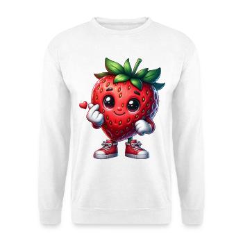 Main en cœur de fraise - Sweat-shirt Unisexe - blanc - Devant