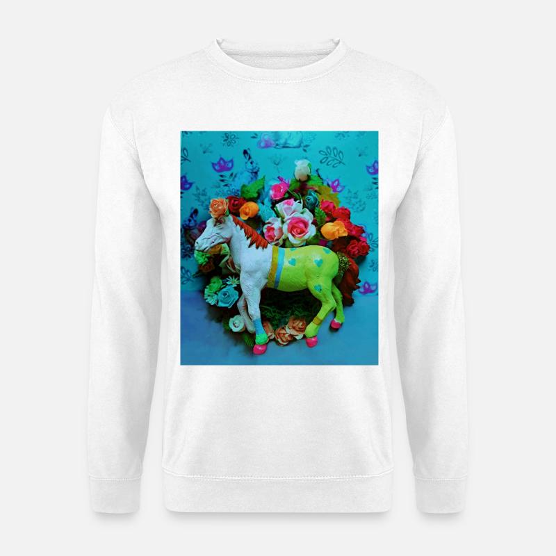 Buntes Karnevalspferd - Unisex Pullover - Weiß