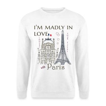 Paris, Louvre and Eiffel Tower Hand Drawn Love - Unisex Sweatshirt - white - Front