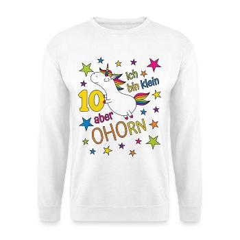 10 ans Fille Licorne Je suis petite mais corne - Sweat-shirt Unisexe - blanc - Devant