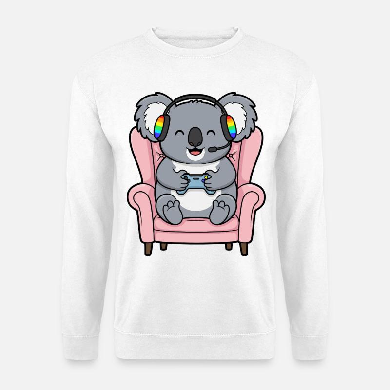 Gamer-Koala-Bär spielt Videospielkunst - Unisex Pullover - Weiß