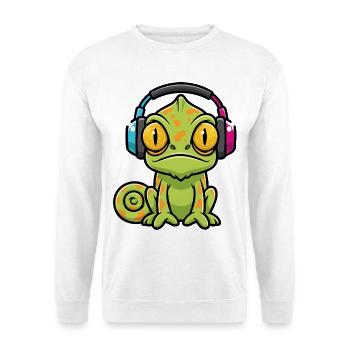 Baby Chameleon Headphones Cartoon Music - Unisex Sweatshirt - white - Front