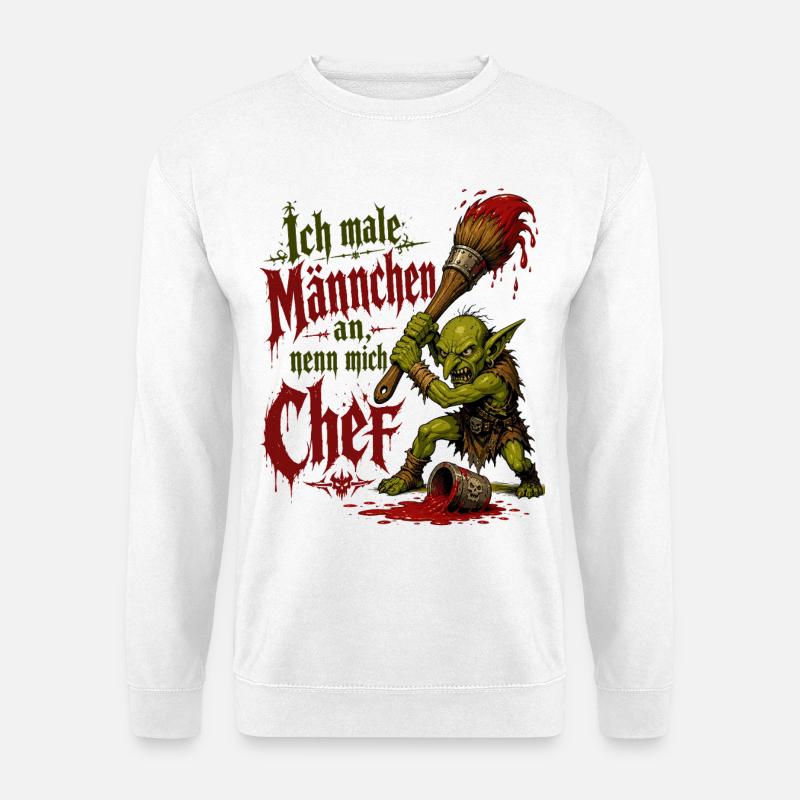 Tabletop Goblin mit Pinsel - Unisex Pullover - Weiß