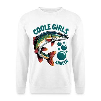 Coole Girls Angeln - Unisex Pullover - Weiß - Vorne - Alina (178cm) & Michal (187cm)