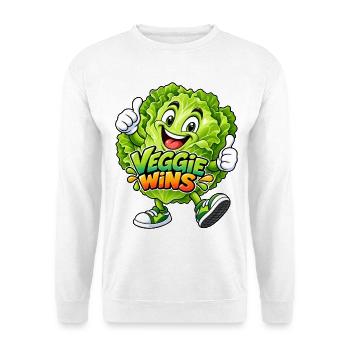 Lustiger Salat - Veggie gewinnt - Unisex Pullover - Weiß - Vorne - Alina (178cm) & Michal (187cm)