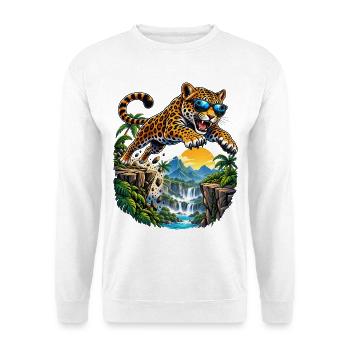 Actionreicher Jaguar für kleine Abenteurer  - Unisex Pullover - Weiß - Vorne - Alina (178cm) & Michal (187cm)