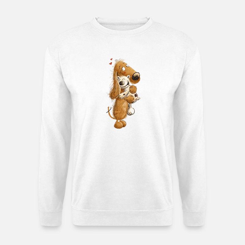 Dackel Mit Hundespielzeug Teckel Kuscheltier - Unisex Pullover - Weiß