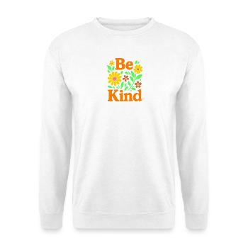 Fröhlicher Blumenausdruck für positive Stimmung - Unisex Pullover - Weiß - Vorne - Alina (178cm) & Michal (187cm)