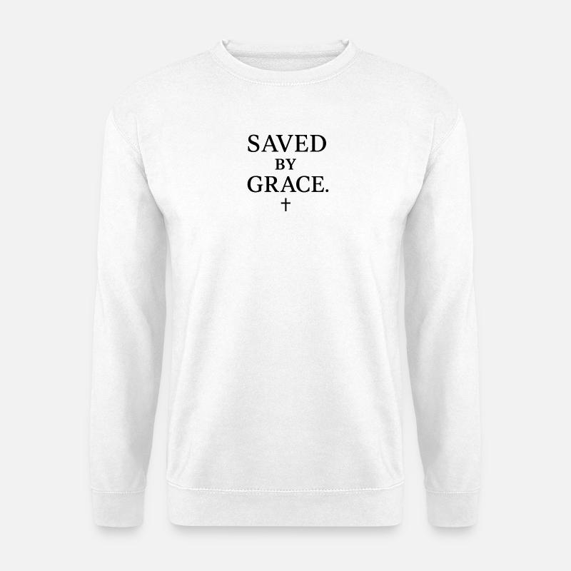 Gnade Schriftzug Gerettet - Unisex Pullover - Weiß