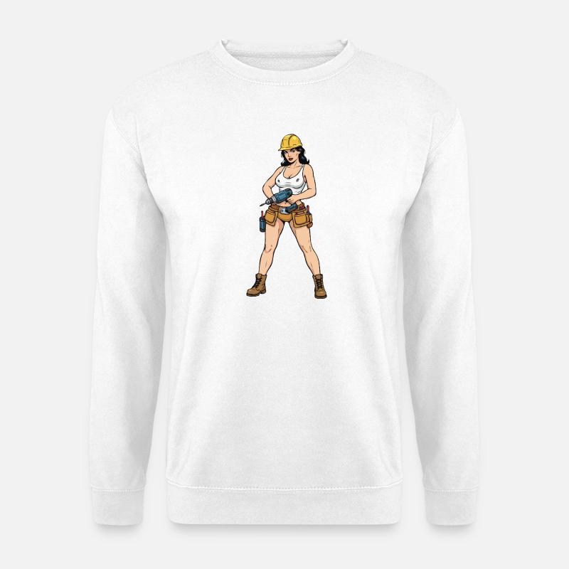Pin-up-Bauarbeiter - Unisex Pullover - Weiß