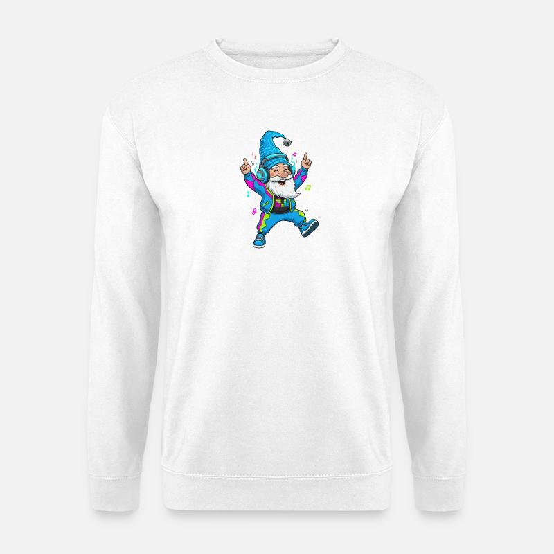 Technozwerg mit Kopfhörern - Unisex Pullover - Weiß
