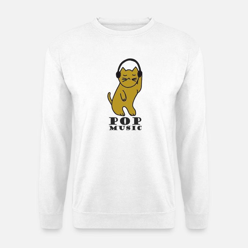 Cat DJ with headphones - Unisex Sweatshirt - white