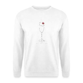 Bad Habits Taste Like Bubbles – Lustiges Lippen St - Unisex Pullover - Weiß - Vorne - Alina (178cm) & Michal (187cm)