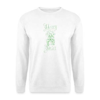 Grüne Ikone von Maria mit Strahlen - Unisex Pullover - Weiß - Vorne - Alina (178cm) & Michal (187cm)