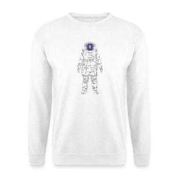 Violetter Nebelastronaut - Unisex Pullover - Weiß - Vorne - Alina (178cm) & Michal (187cm)
