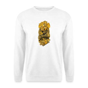 Goldene Graffiti HipHop BoomBox - Unisex Pullover - Weiß - Vorne - Alina (178cm) & Michal (187cm)