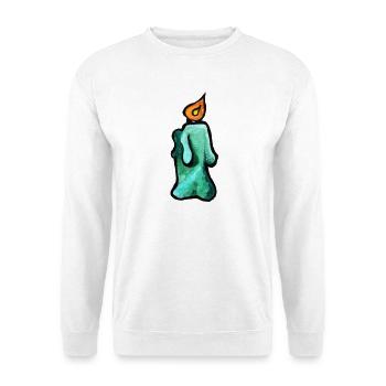 Türkis-Kerzen-Aquarell-Leuchten - Unisex Pullover - Weiß - Vorne - Alina (178cm) & Michal (187cm)