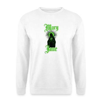 Mary Jane — Blackletter Stoner-Street-Rebellin - Unisex Pullover - Weiß - Vorne - Alina (178cm) & Michal (187cm)