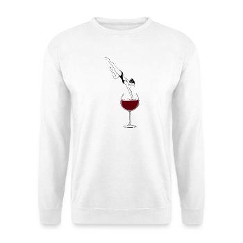 Wein Akrobatik Weinglas Minimalistisches Design - Unisex Pullover - Weiß - Vorne - Alina (178cm) & Michal (187cm)