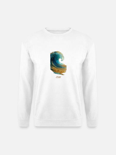 Glitzernde Welle – Gold und Türkis - Unisex Pullover - Weiß
