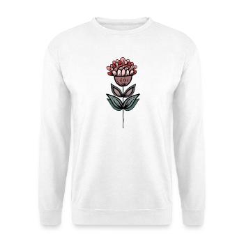 Handgezeichnete Blütenoase - Unisex Pullover - Weiß - Vorne