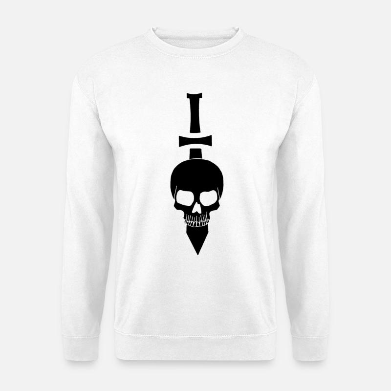 Schwarzer Schädel und Schwert - Unisex Pullover - Weiß