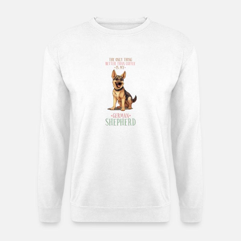 My German Shepherd and Coffee - Unisex Sweatshirt - white