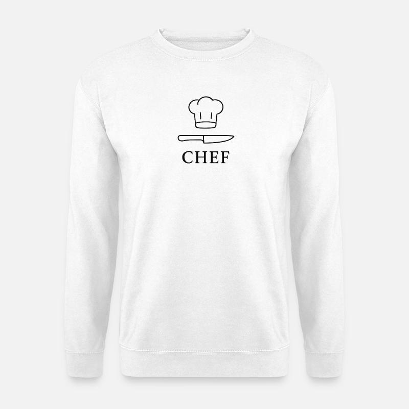 Küchenchef Icon mit Messer - Unisex Pullover - Weiß