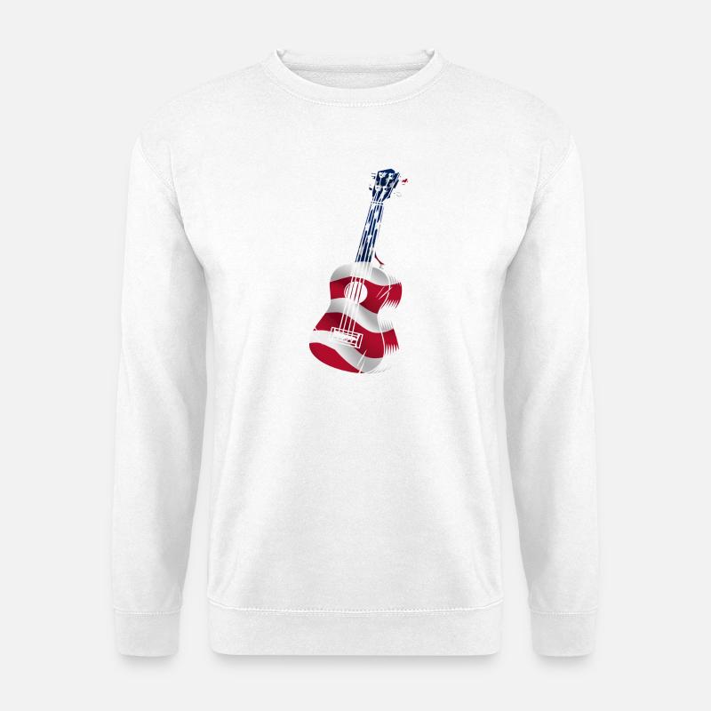 Hawaiian Ukulele Uke American Flag - Unisex Sweatshirt - white