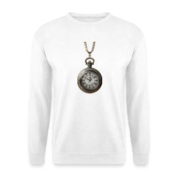 Horloge antique dorée sur chaîne - Sweat-shirt Unisexe - blanc - Devant