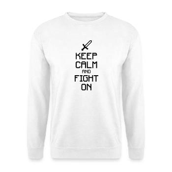 Keep calm and fight on (Farbe änderbar) - Unisex Pullover - Weiß - Vorne - Alina (178cm) & Michal (187cm)