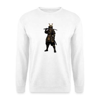 Samurai-Krieger in goldener Rüstung - Unisex Pullover - Weiß - Vorne - Alina (178cm) & Michal (187cm)
