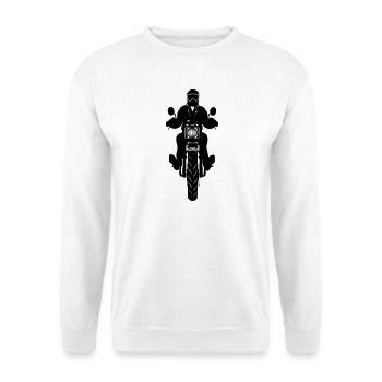 Motorcycle with motorcyclist front view - Unisex Sweatshirt - white - Front