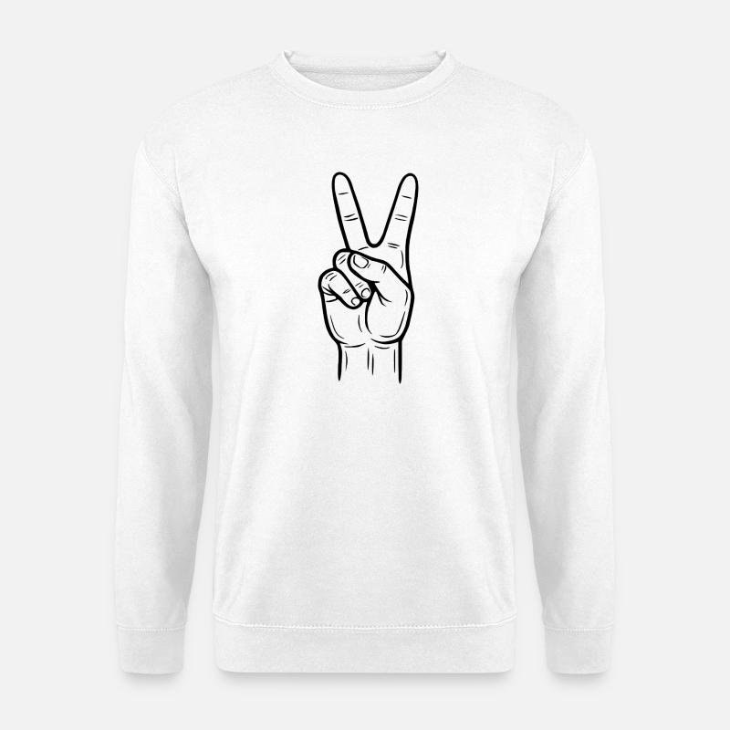 Peace Handzeichen – Victory Symbol - Unisex Pullover - Weiß