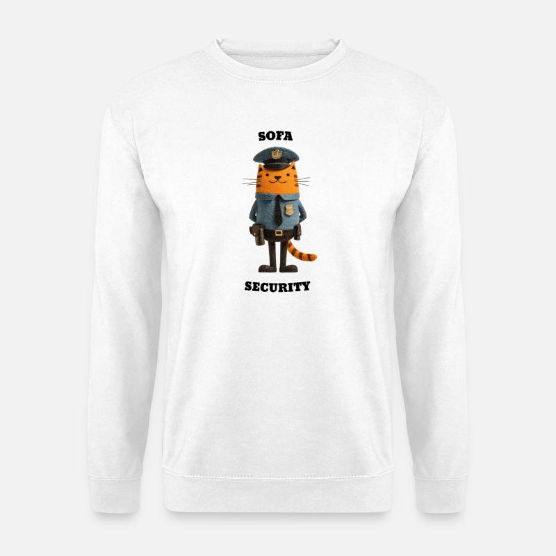 Sofa Security - witzige Katzen Illustration - Unisex Pullover - Weiß