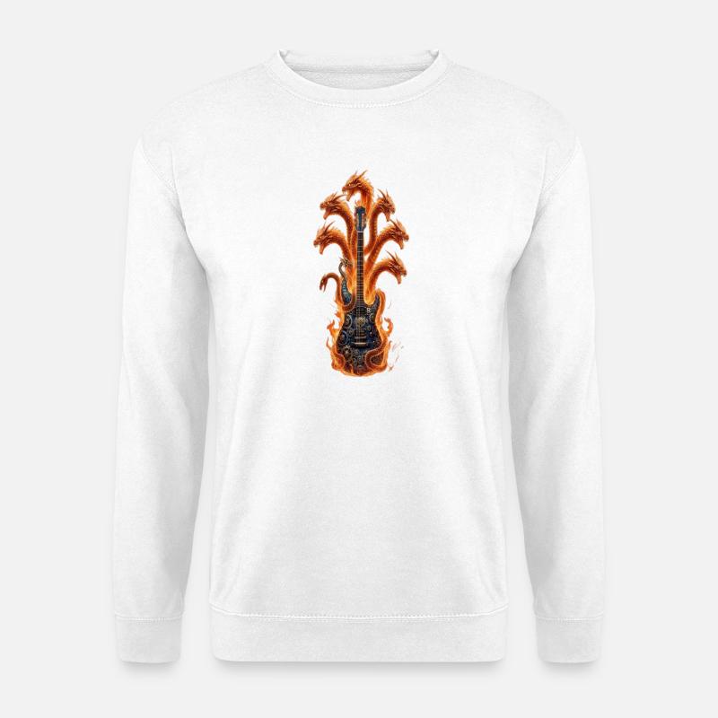 Feuerdrachen-Gitarrenzauber - Unisex Pullover - Weiß