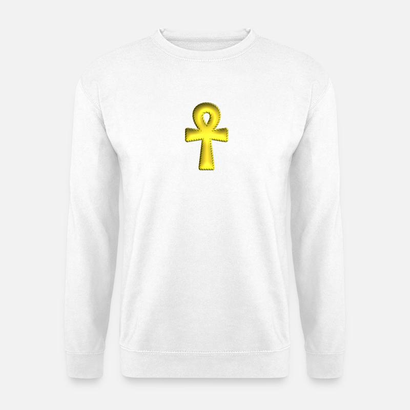 Egyptian_Ankh_Cross - Unisex Pullover - Weiß