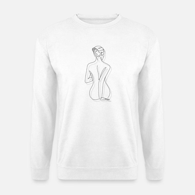 Linienakt Silhouette - Unisex Pullover - Weiß
